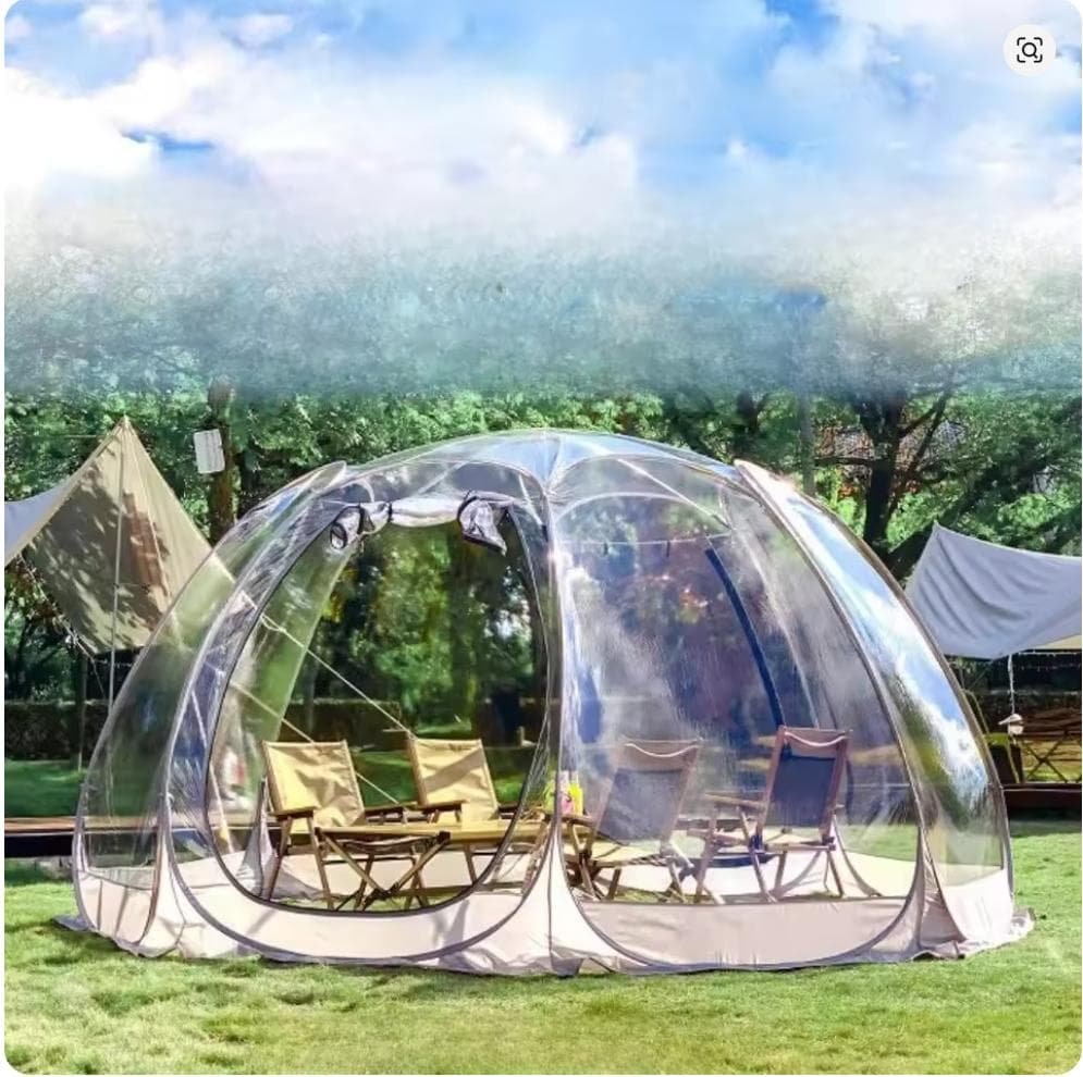 冬でも暖房いらず！透明ドーム型ポップアップテント4～8人用 対角4m