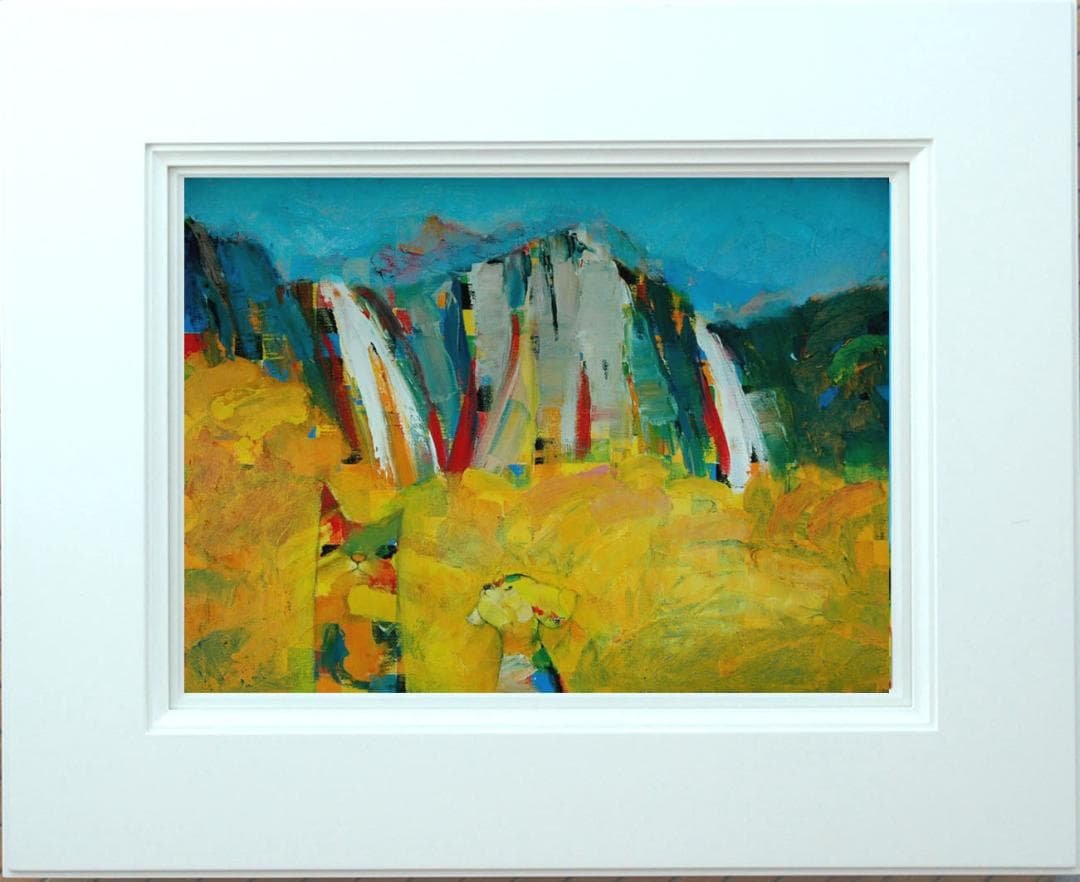 油絵 菅家令子 絵 絵画 インテリア 額付(白) uF6-071119 子犬と猫