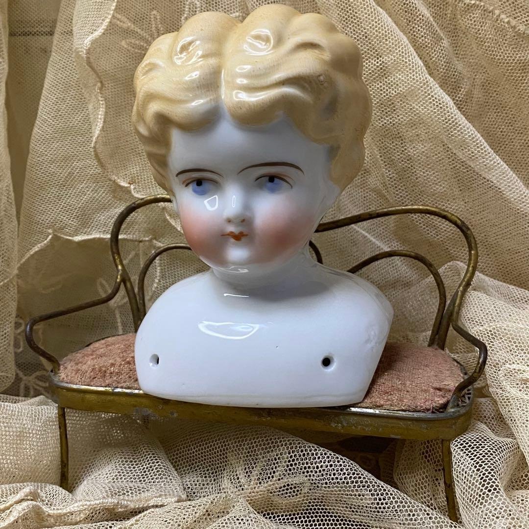 ドイツアンティーク チャイナヘッドドール 11cm ブロンド ヘッド