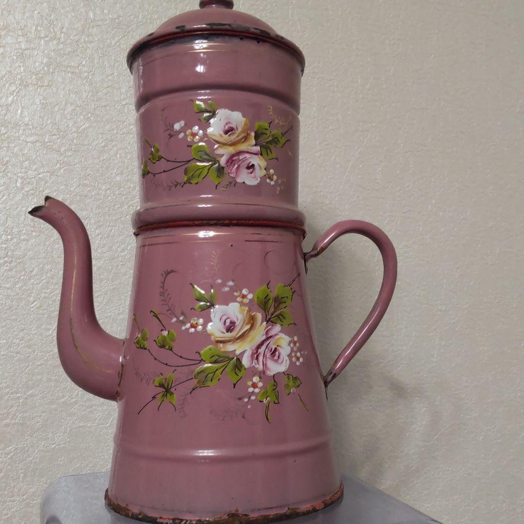 フランスアンティークハンドペイントコーヒーポット