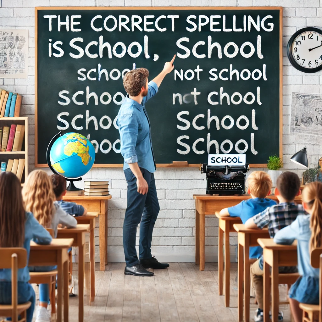 the correct spelling is school not school. some pe - tymoff